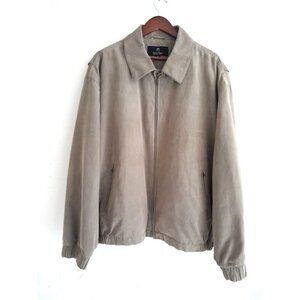 Gary Player Suede Bomber Outdoor Casual Golf Jacket Tan Size XXL